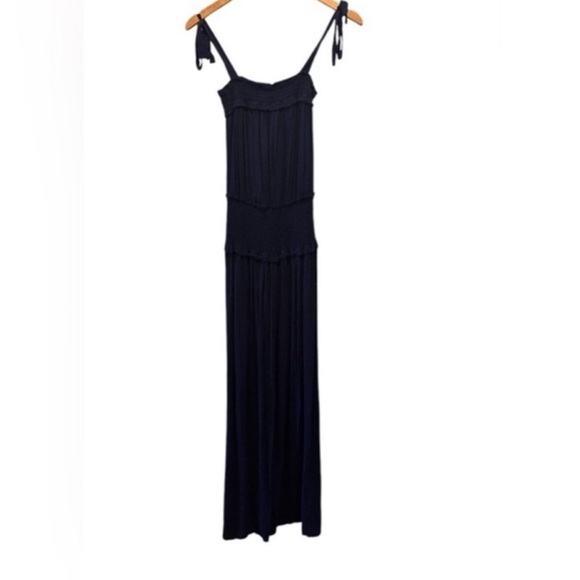 Tory Burch Smocked Shoulder-Tie Jumpsuit - Picture 3 of 9